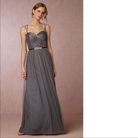 Anthropologie Watters and Watters Tulle Isadore dress in Pewter NWT - size 4 - Picture 2 of 4